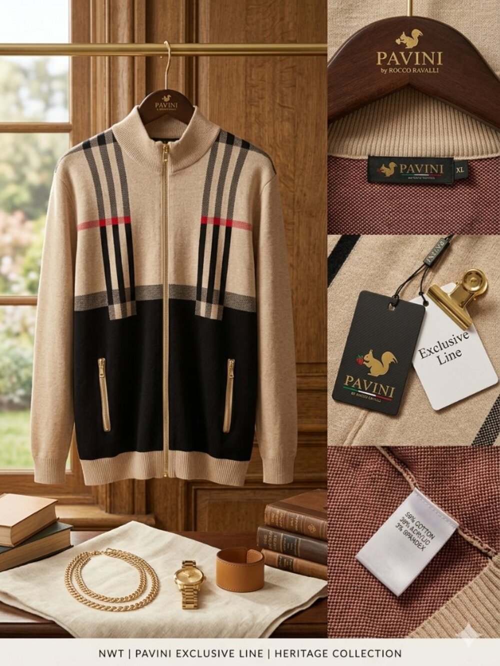 Pavini by Rocco Ravalli Plaid Zip-Front Cardigan Jacket